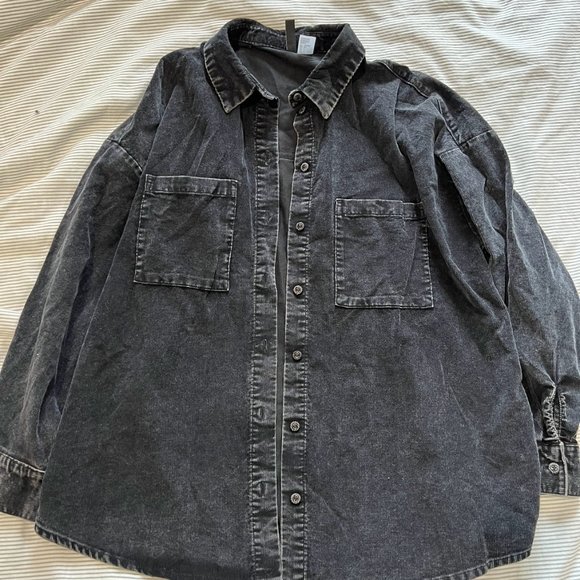 H&M Jackets & Coats Hm Black Distressed Corduroy Jacket Poshmark